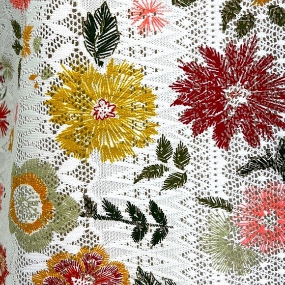 Zara - Bright Floral White Lace Short Sleeve Top Size Small - Picture 7 of 11